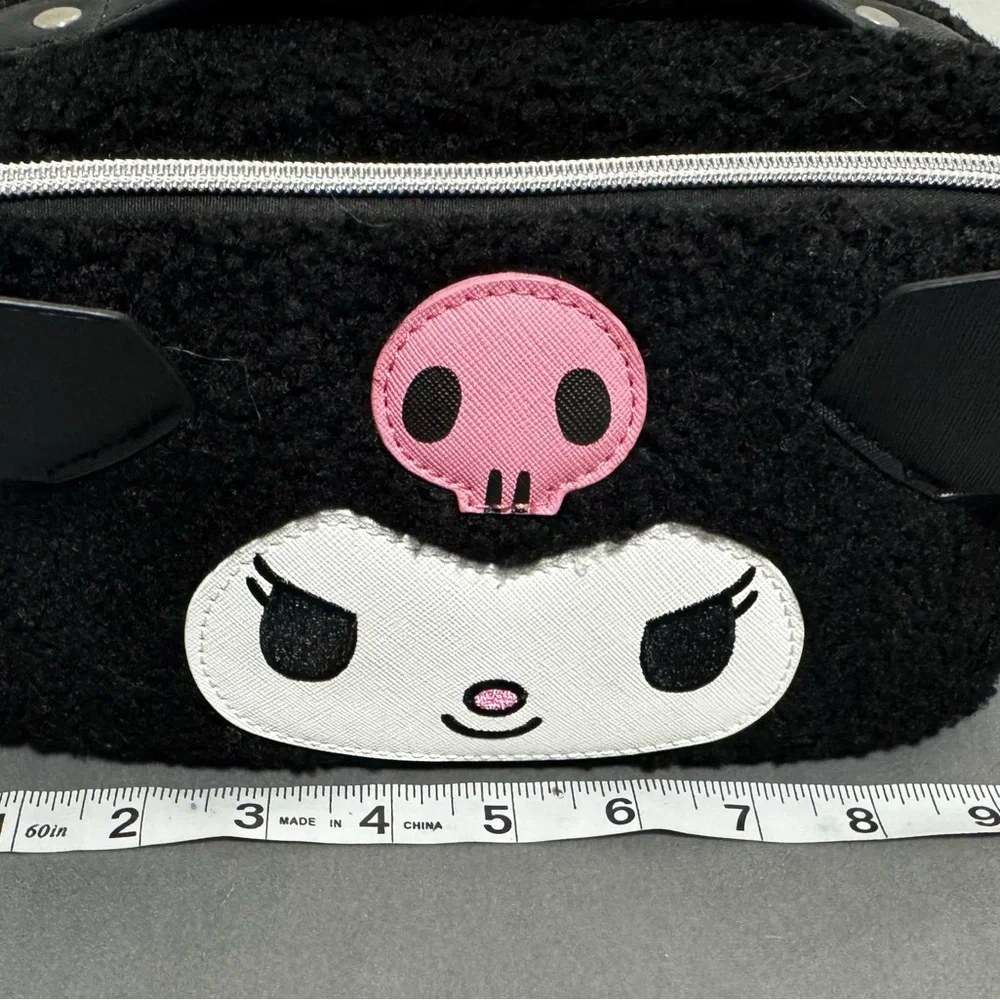 Kuromi Plush Makeup Bag Black Sanrio Cosmetic Pouch Zip Case